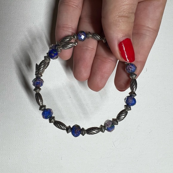 Alex and Ani Vintage 66 blue & silver wrap bracelet - Picture 3 of 6